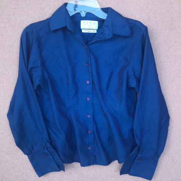 Thomas Pink Tops - 🇮🇪 Thomas PINK blue herringbone twill shirt